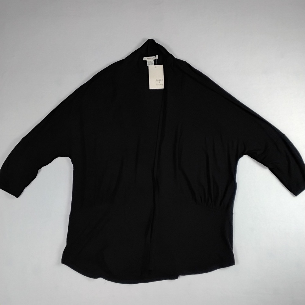 Belah & Codey Black Draped Cocoon Wrap Shrug Cardigan Minimalist 7692 M